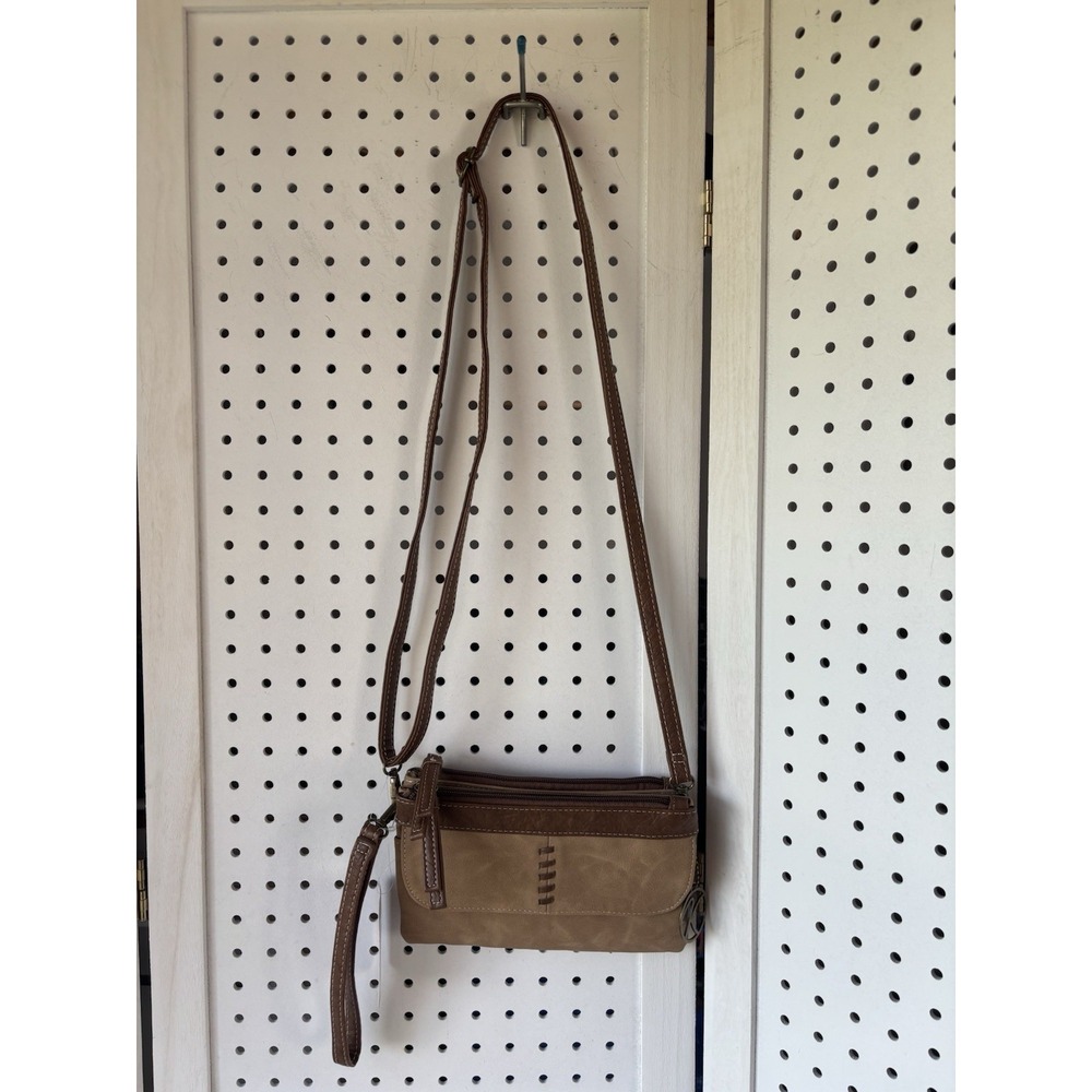 NWT Multi Sac Koltov Kent Crossbody Bag Purse Brown Camel Faux Leather‎ Zipper
